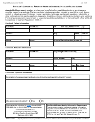 Document preview: MDH Form 5004 Physician's Confidential Report of Known or Suspected Pesticide-Related Illness - Maryland