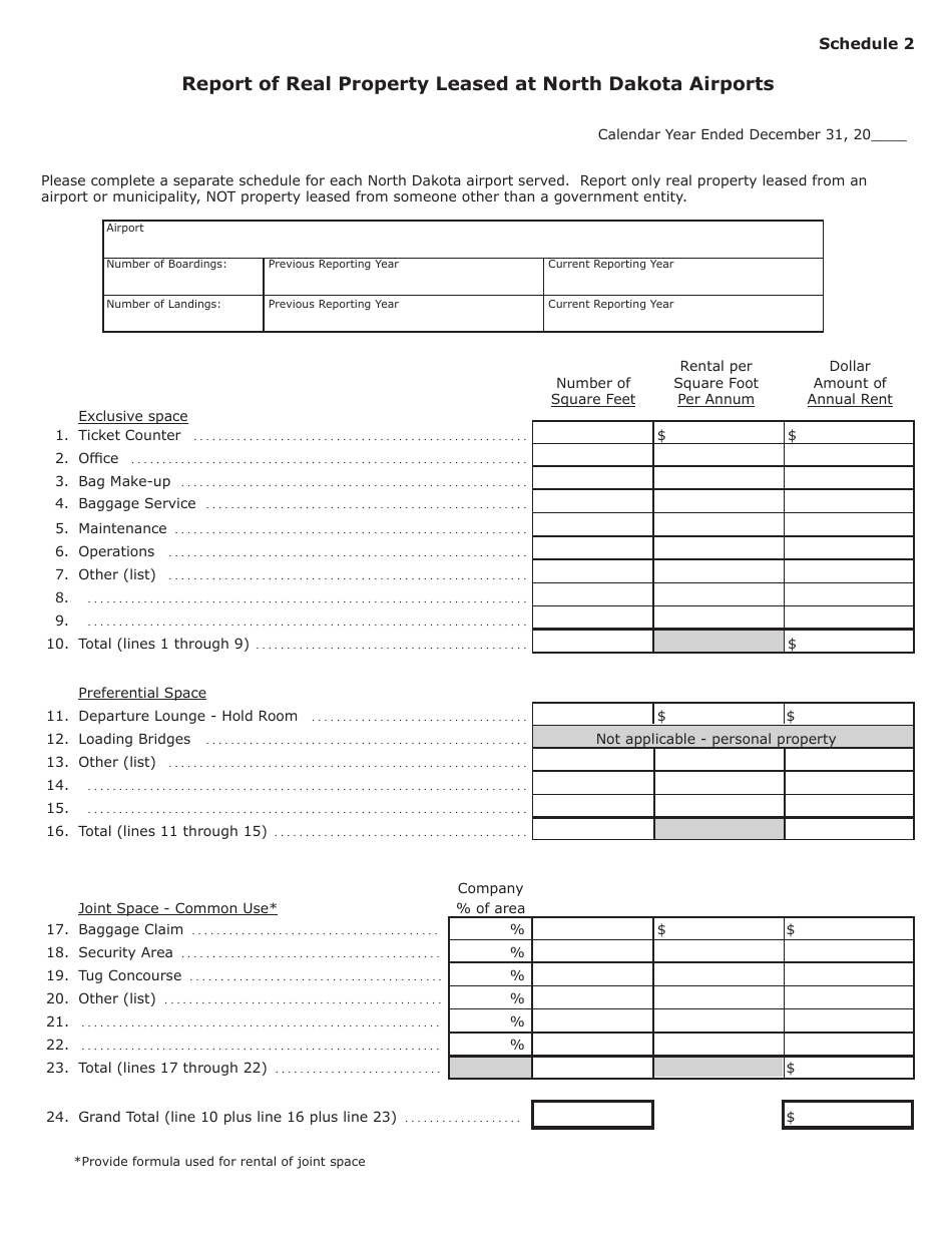 Form SFN25816 Annual Report of Air Transportation Companies - North Dakota, Page 4
