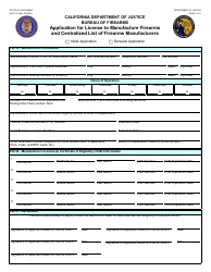 Form BOF017 Application for License to Manufacture Firearms and Centralized List of Firearms Manufacturers - California