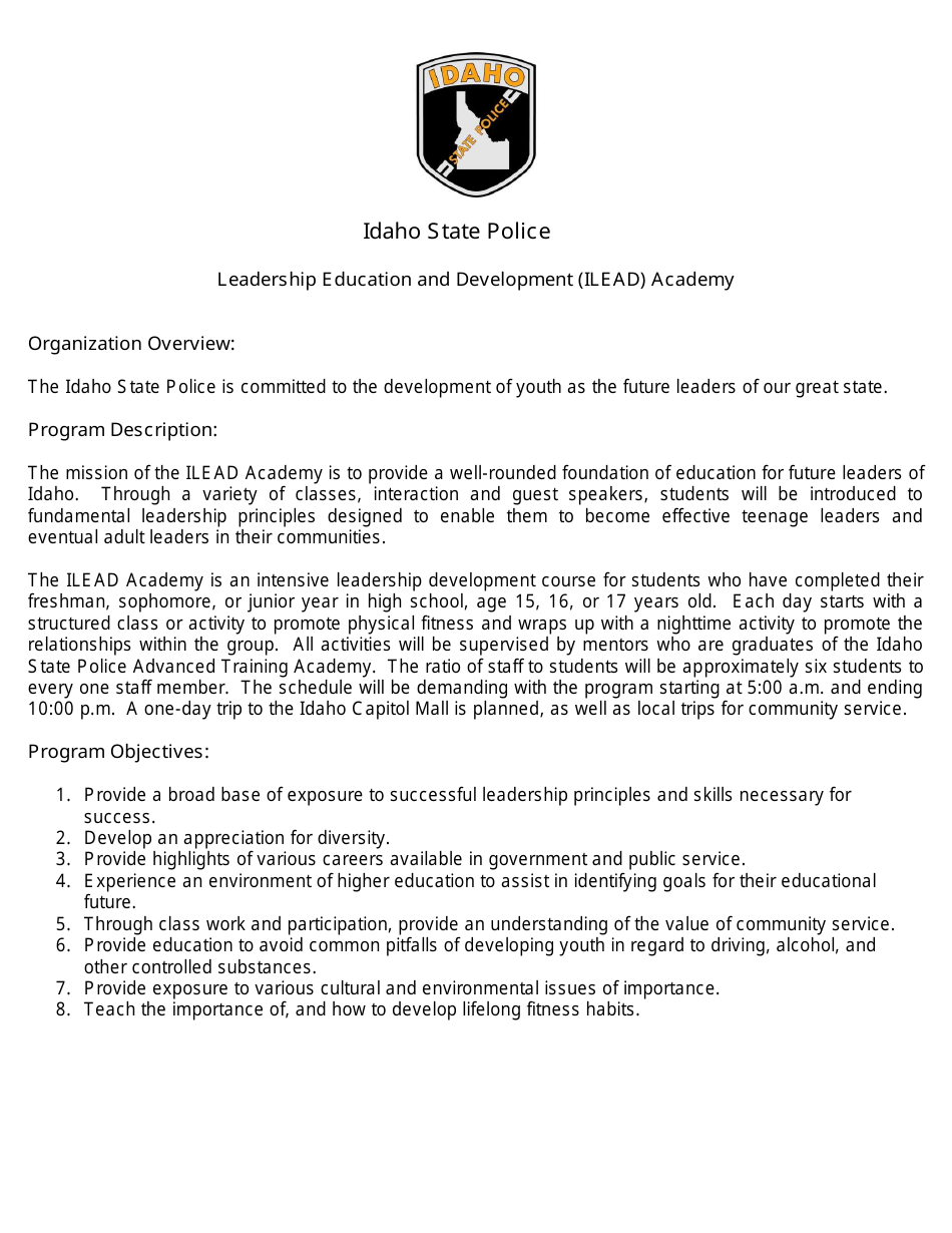 Leadership Education and Development (Ilead) Academy Application - Idaho, Page 2