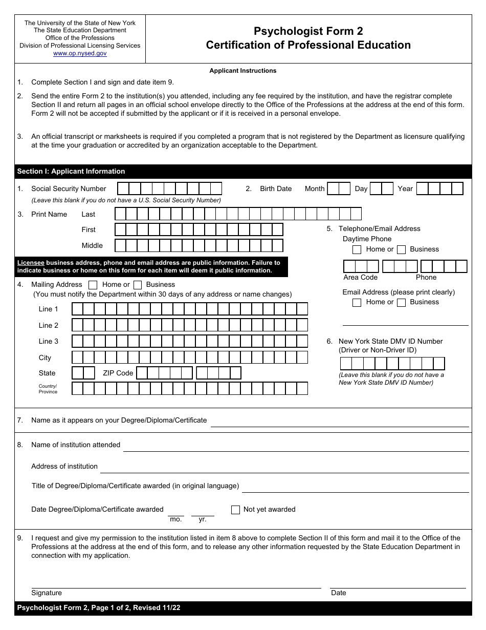 Psychologist Form 2 - Fill Out, Sign Online and Download Fillable PDF ...