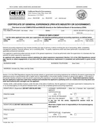 Form 11A-29A Certificate of General Experience (Private Industry or Government) - California, Page 3