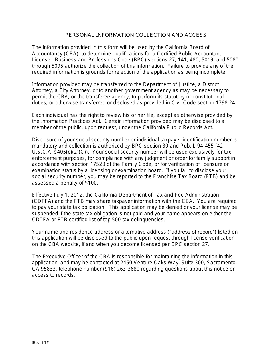 Form 11A-31 Request for the Boards Acknowledgment of Licensees Completion of Attest Experience - California, Page 4