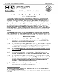 Document preview: Form 11A-6 Certificate of Attest Experience (Private Industry or Government) - California