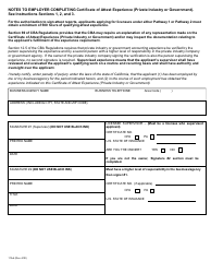 Form 11A-6 Certificate of Attest Experience (Private Industry or Government) - California, Page 3