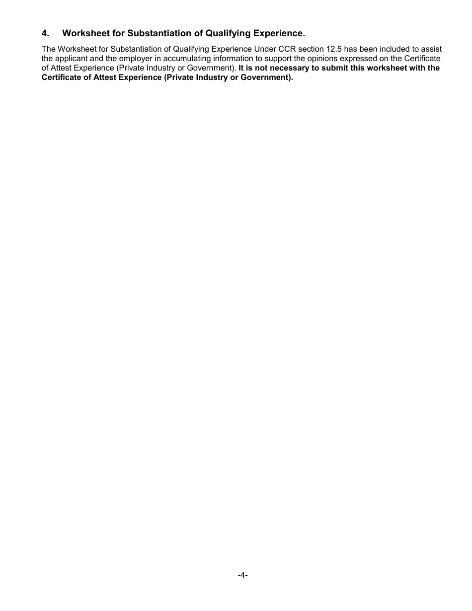 Form 11A-6 Certificate of Attest Experience (Private Industry or Government) - California, Page 8