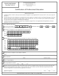 Document preview: Restricted Dental Faculty Form 2 Certification of Professional Education - New York