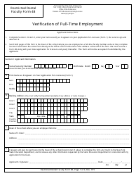 Restricted Dental Faculty Form 4B Verification of Full-Time Employment - New York