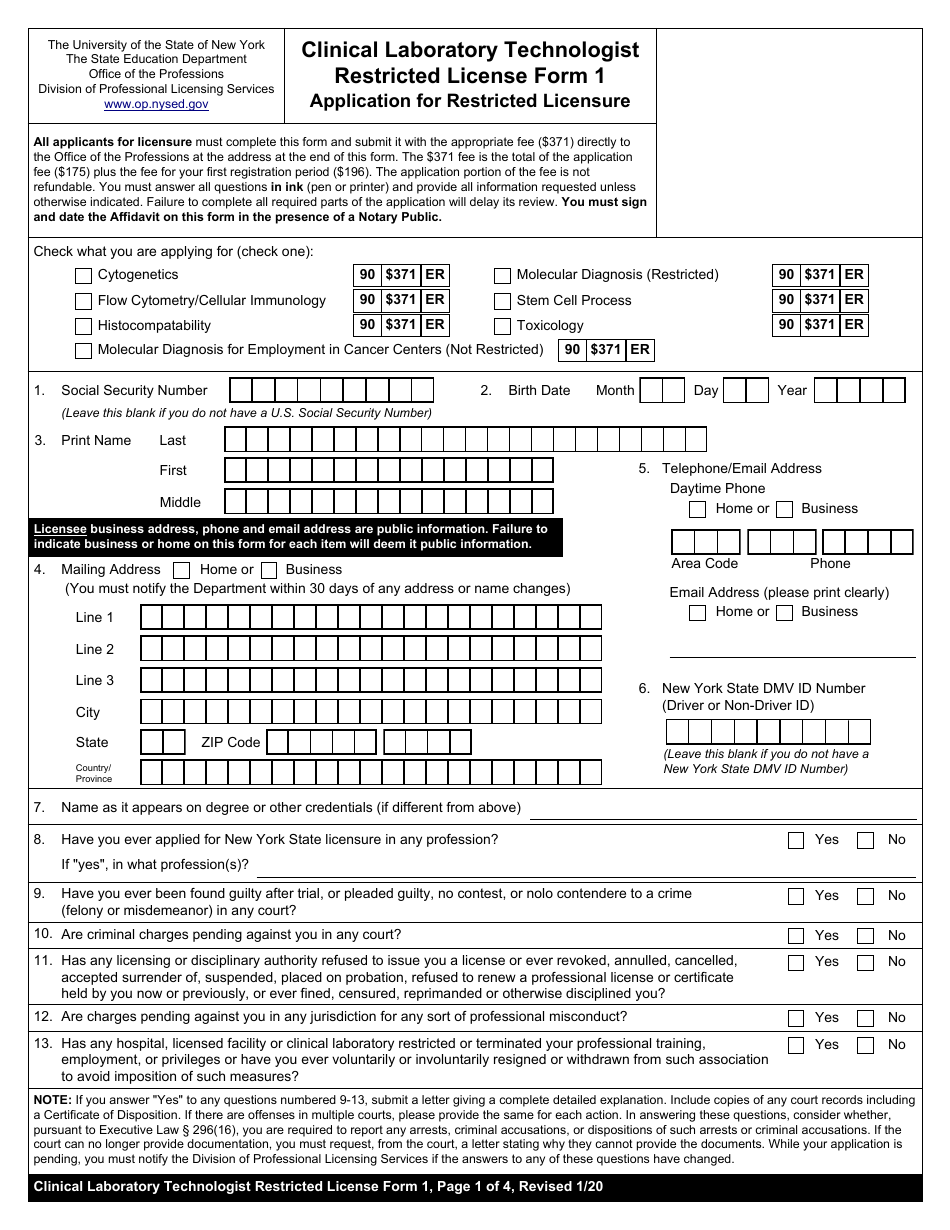 Clinical Laboratory Technologist Form 1 Fill Out, Sign Online and