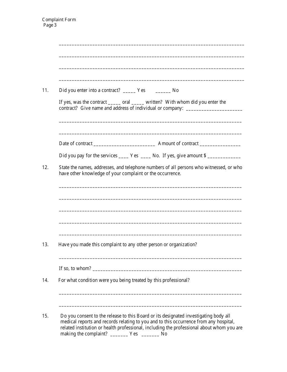 Complaint Form - Board of Dietetic Practice - Maryland, Page 3