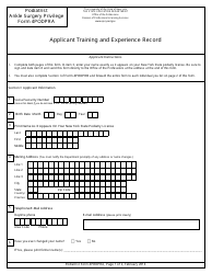 Document preview: Podiatrist Ankle Surgery Privilege Form 4PODPRA Applicant Training and Experience Record - New York