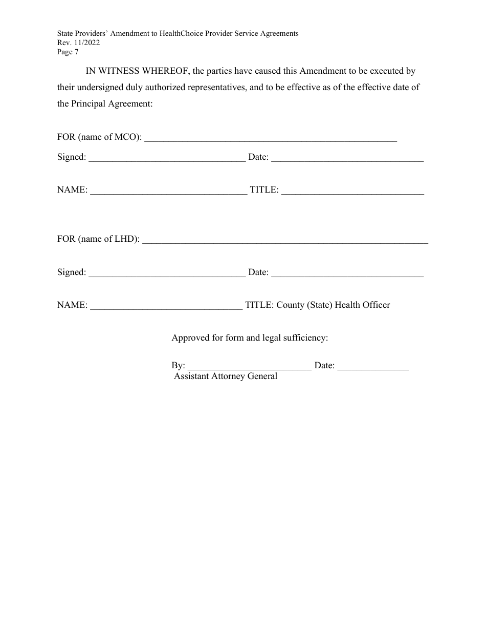 State Providers Amendment to Healthchoice Provider Service Agreements - Maryland, Page 7
