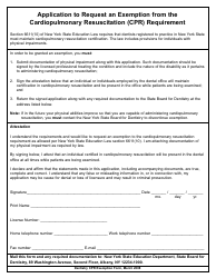 Document preview: Application to Request an Exemption From the Cardiopulmonary Resuscitation (Cpr) Requirement - New York