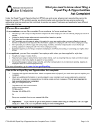 Form F700-200-000 Equal Pay &amp; Opportunities Act Complaint - Washington