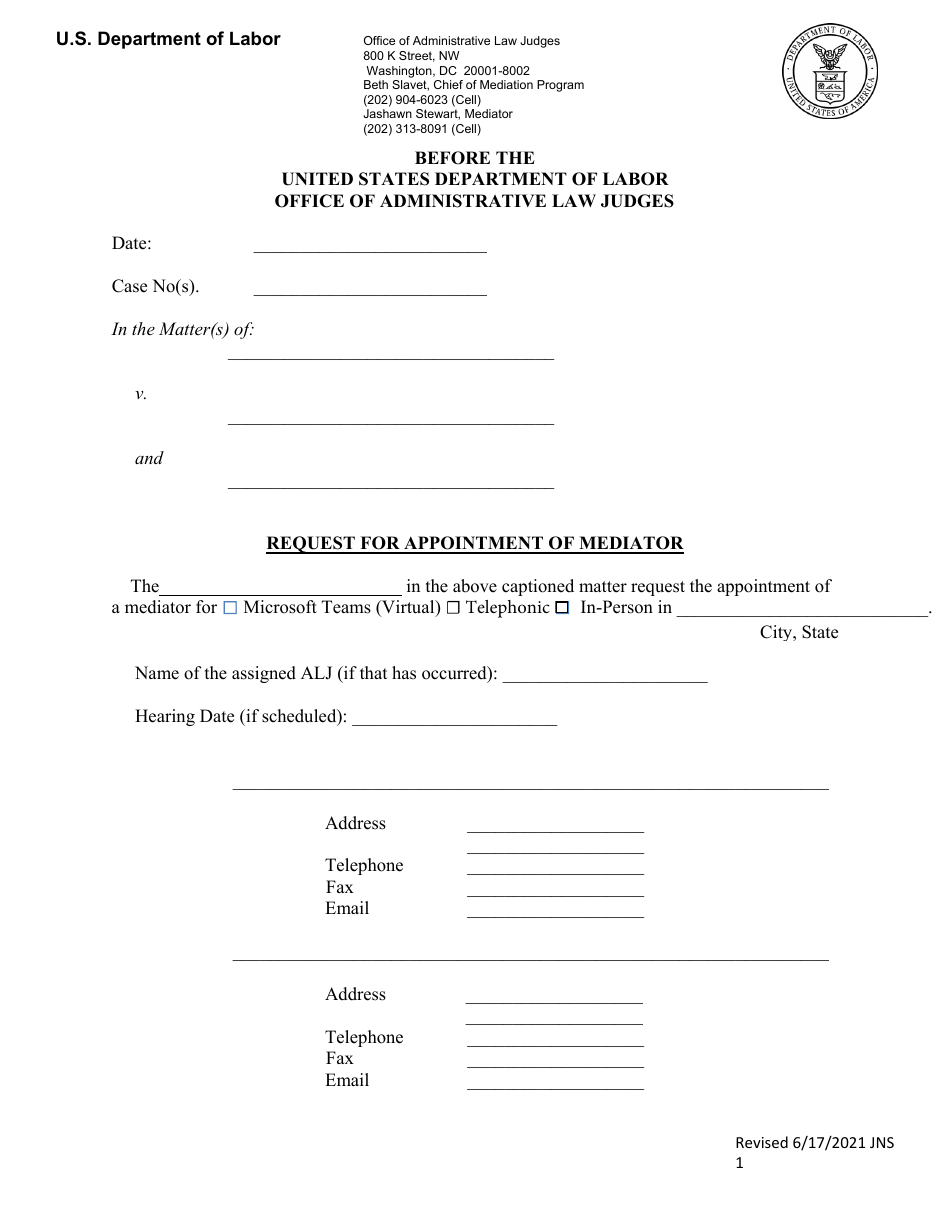 Request for Appointment of Mediator Download Fillable PDF Templateroller Request for Appointment of Mediator Download Fillable PDF Templateroller