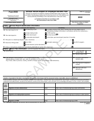 Document preview: IRS Form 5500 Annual Return/Report of Employee Benefit Plan - Sample, 2022