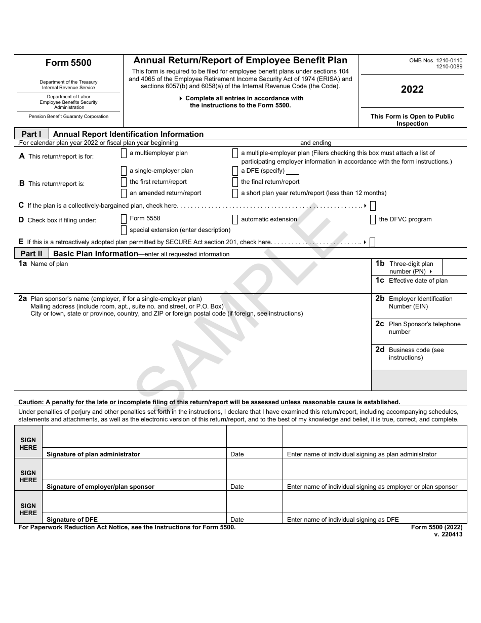 Form 5500 2022 Fill Out, Sign Online and Download Fillable PDF