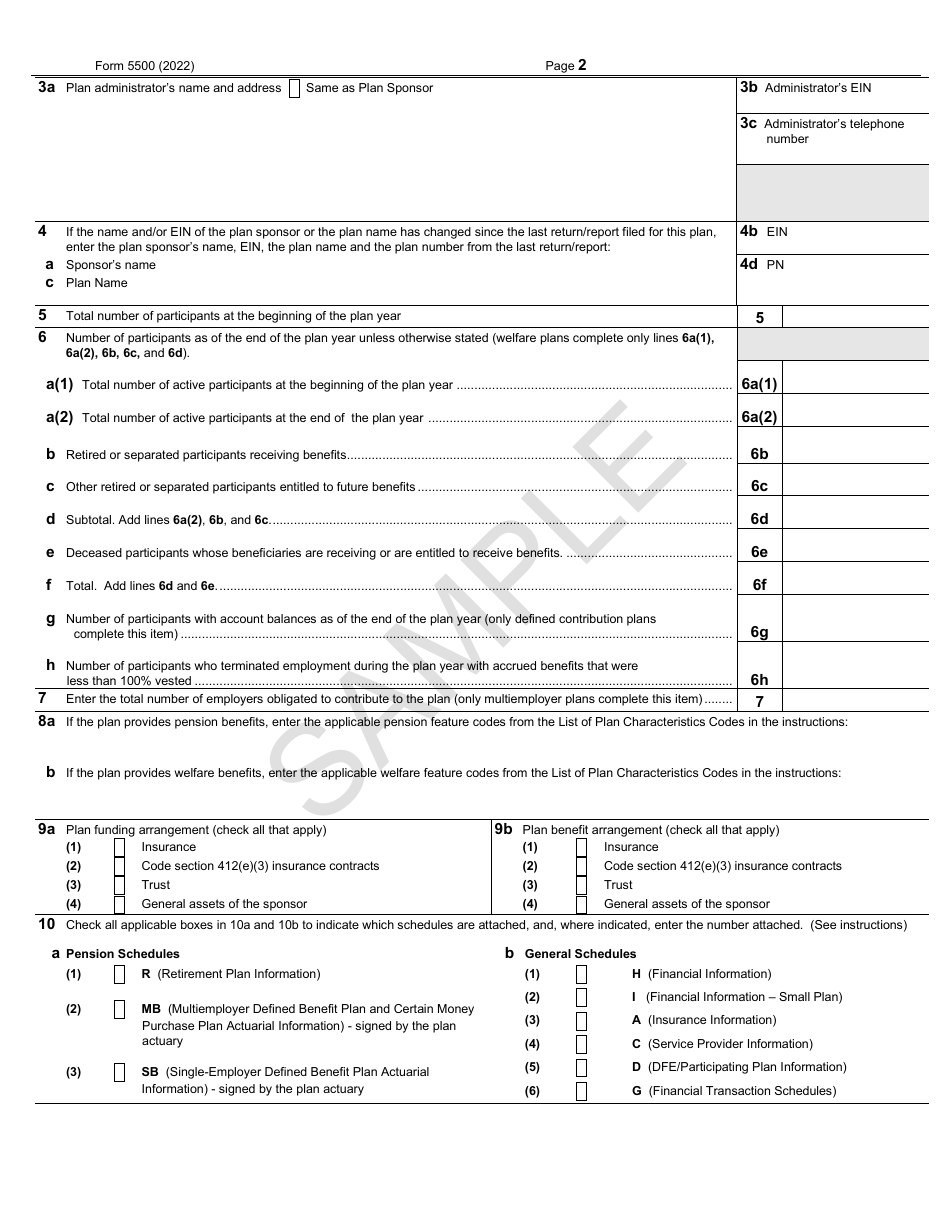 IRS Form 5500 Download Fillable PDF or Fill Online Annual Return/Report ...