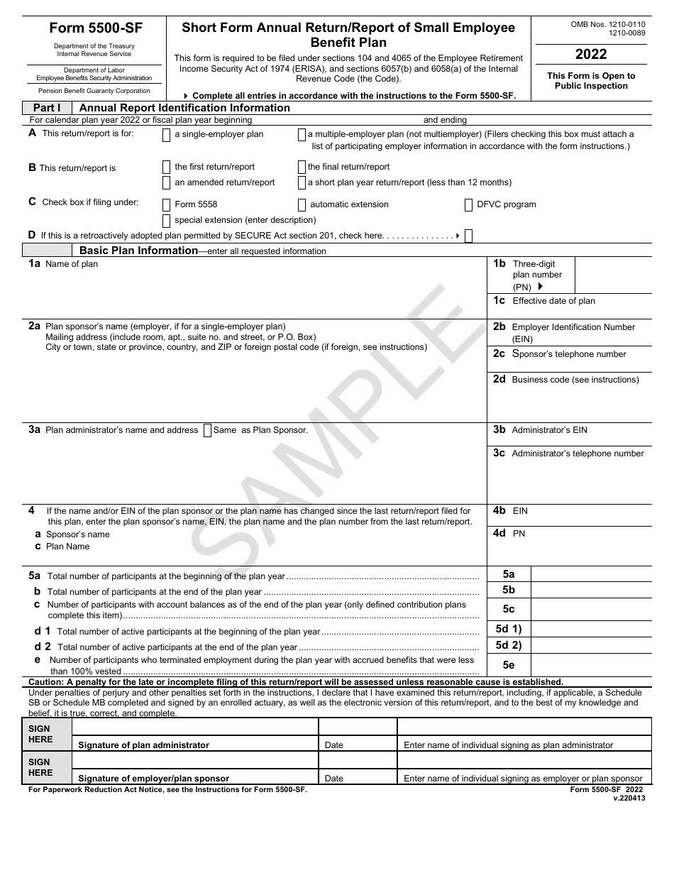 Form 5500 Ssa Report Fillable Printable Forms Free Online
