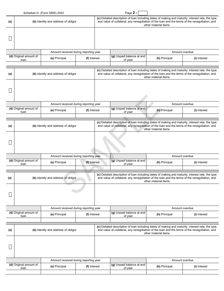 Form 5500 Schedule G Financial Transaction Schedules - Sample, Page 2