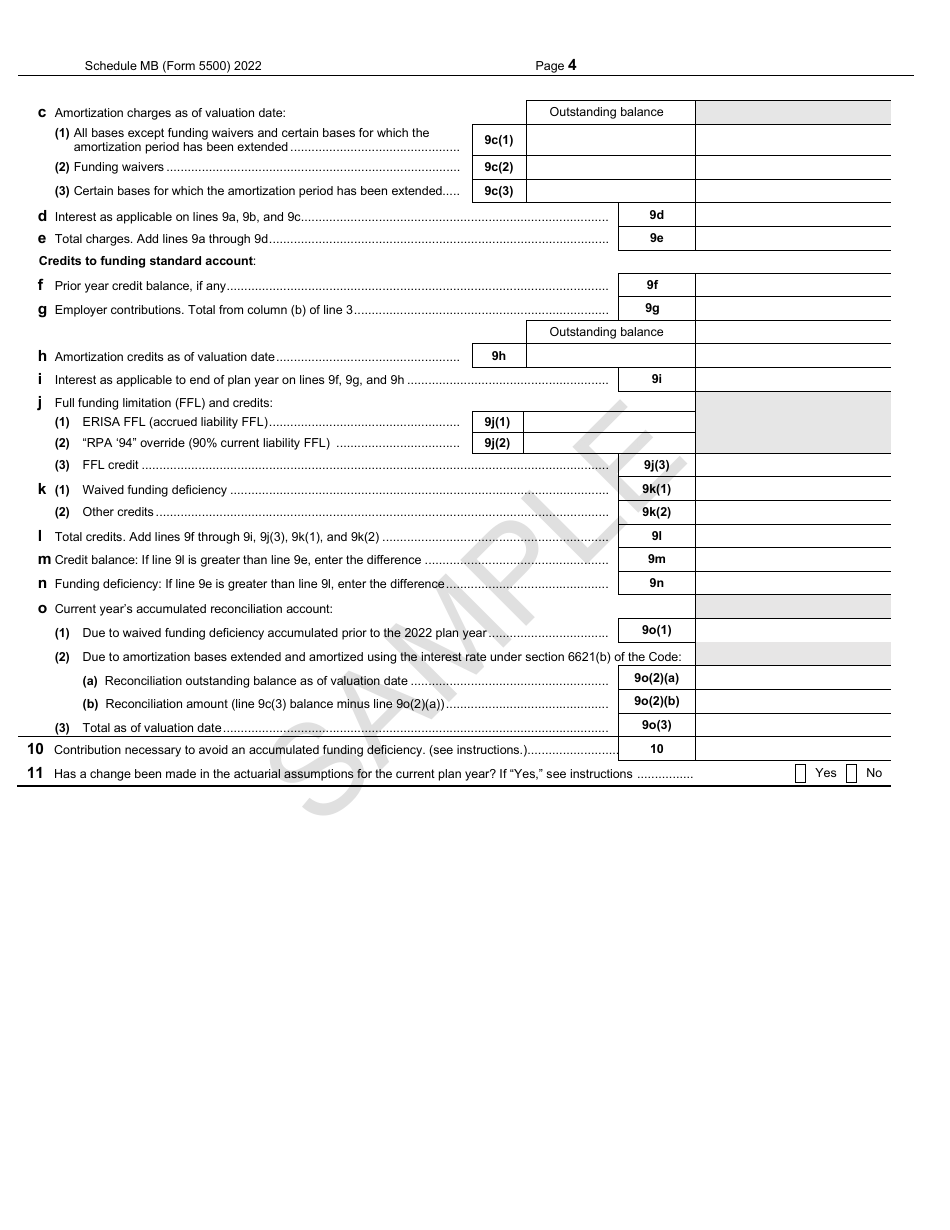 Form 5500 Schedule MB Multiemployer Defined Benefit Plan and Certain Money Purchase Plan Actuarial Information - Sample, Page 4