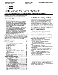 Instructions for Form 5500-SF Short Form Annual Return/Report of Small Employee Benefit Plan, 2022