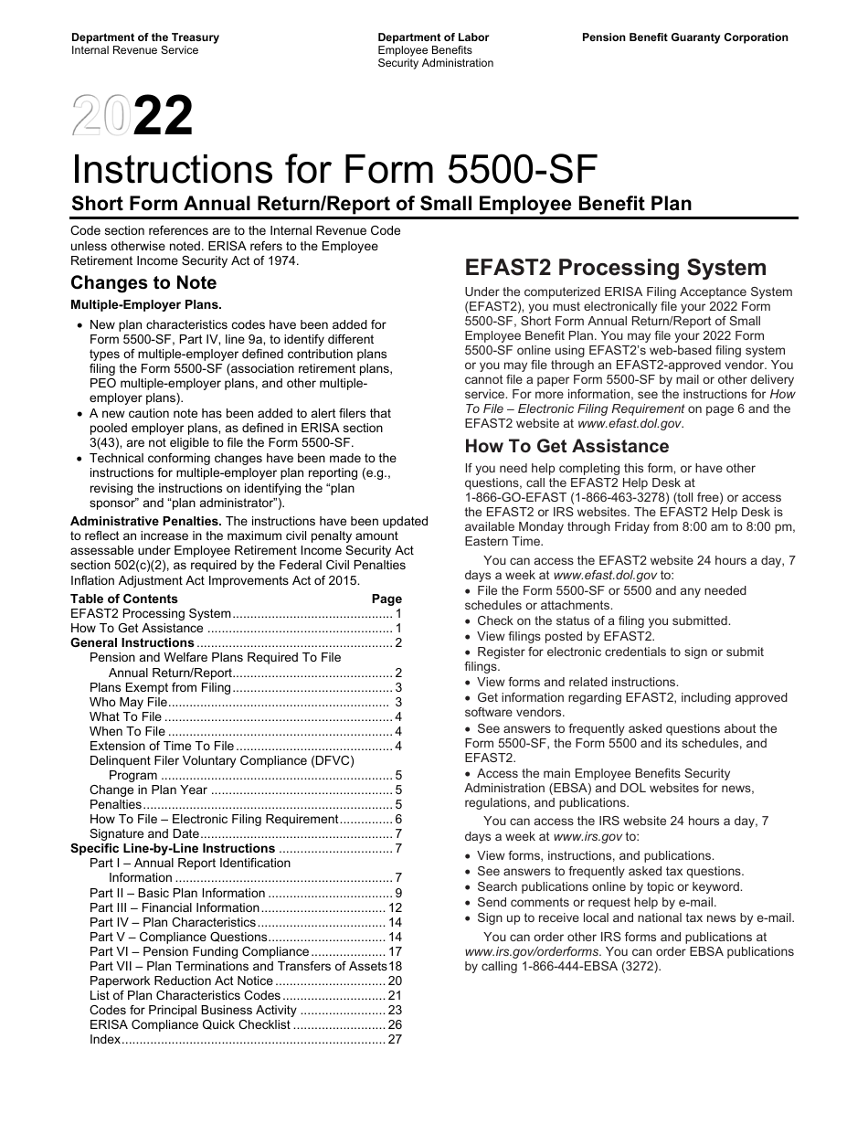 Form 5500 Form.pdf Download Instructions for Form 5500-SF Short Form Annual Return/Report ...