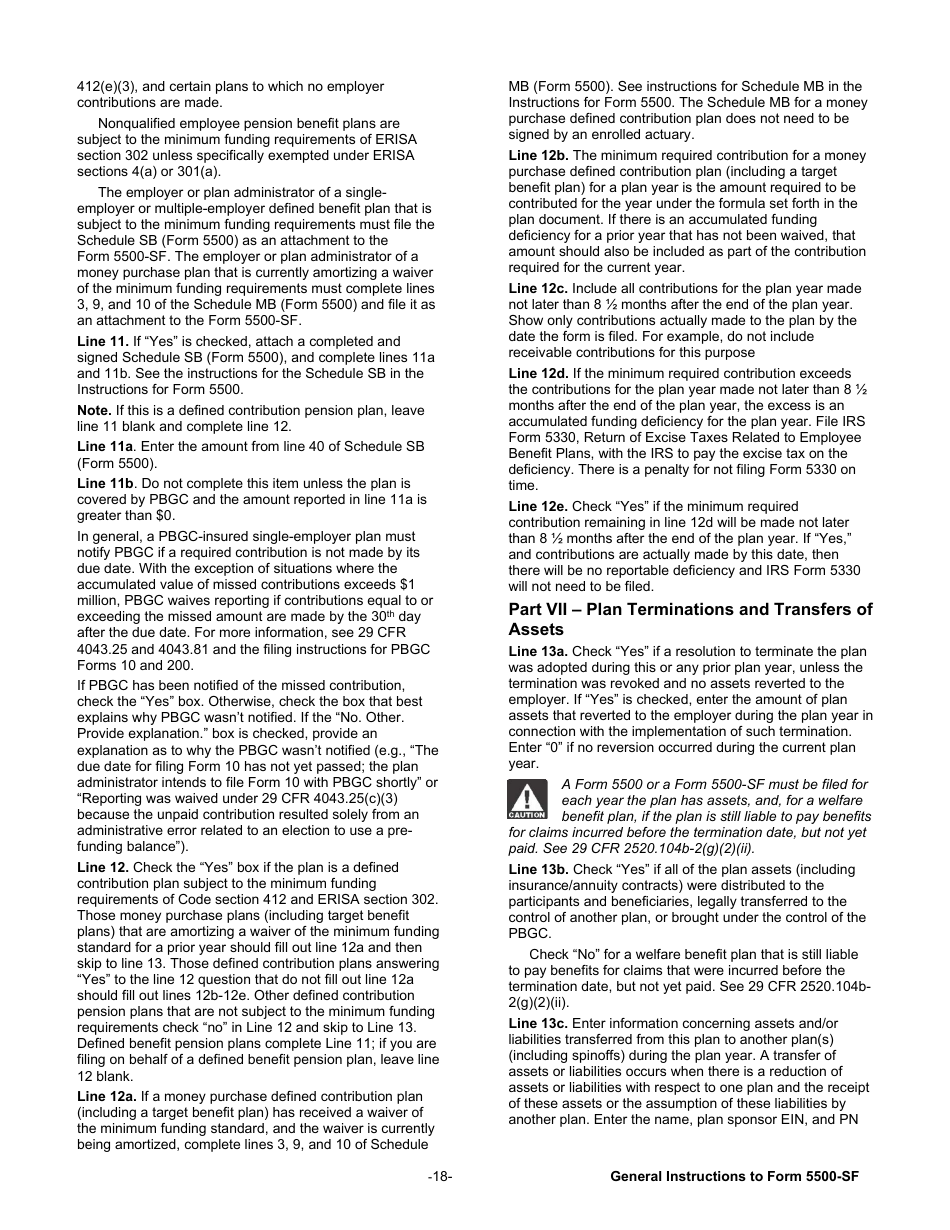 Instructions for Form 5500-SF Short Form Annual Return / Report of Small Employee Benefit Plan, Page 18