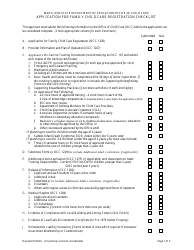 Document preview: Application for Family Child Care Registration Checklist - Maryland