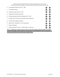 Application for Family Child Care Registration Checklist - Maryland, Page 2