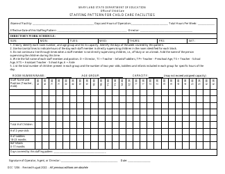 Document preview: Form OCC1206 Staffing Pattern for Child Care Facilities - Maryland