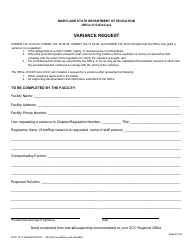Form OCC1213 Variance Request - Maryland, Page 2