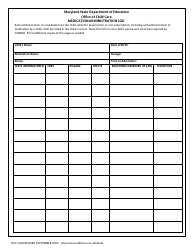 Form OCC1216 Medication Administration Authorization Form - Maryland, Page 2