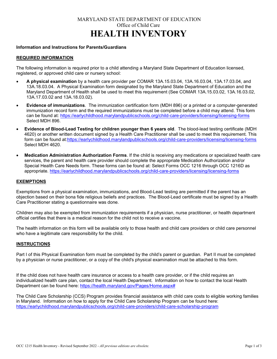 Form OCC1215 Fill Out, Sign Online and Download Fillable PDF