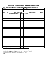Form OCC1216D Individualized Treatment/Care Plan Checklist for Specialized Services - Maryland, Page 2