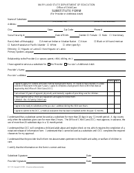 Document preview: Form OCC1229 Substitute Form (For Provider or Additional Adult) - Maryland