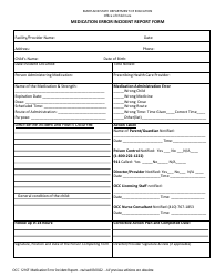 Document preview: Form OCC1216F Medication Error Incident Report Form - Maryland