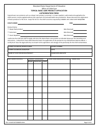 Form OCC1216E Topical Basic Care Product Application Authorization Form - Maryland