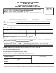 Form OCC1216C Seizure/Convulsion/Epilepsy Disorder Medication Administration Authorization Form - Maryland