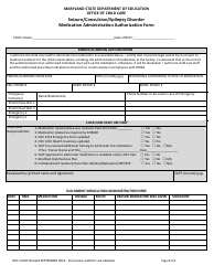 Form OCC1216C Seizure/Convulsion/Epilepsy Disorder Medication Administration Authorization Form - Maryland, Page 2