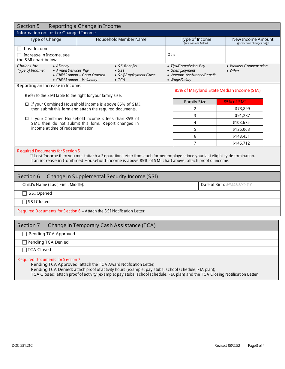 Form DOC.231.21C Circumstance Change Form - Child Care Scholarship Program - Maryland, Page 3