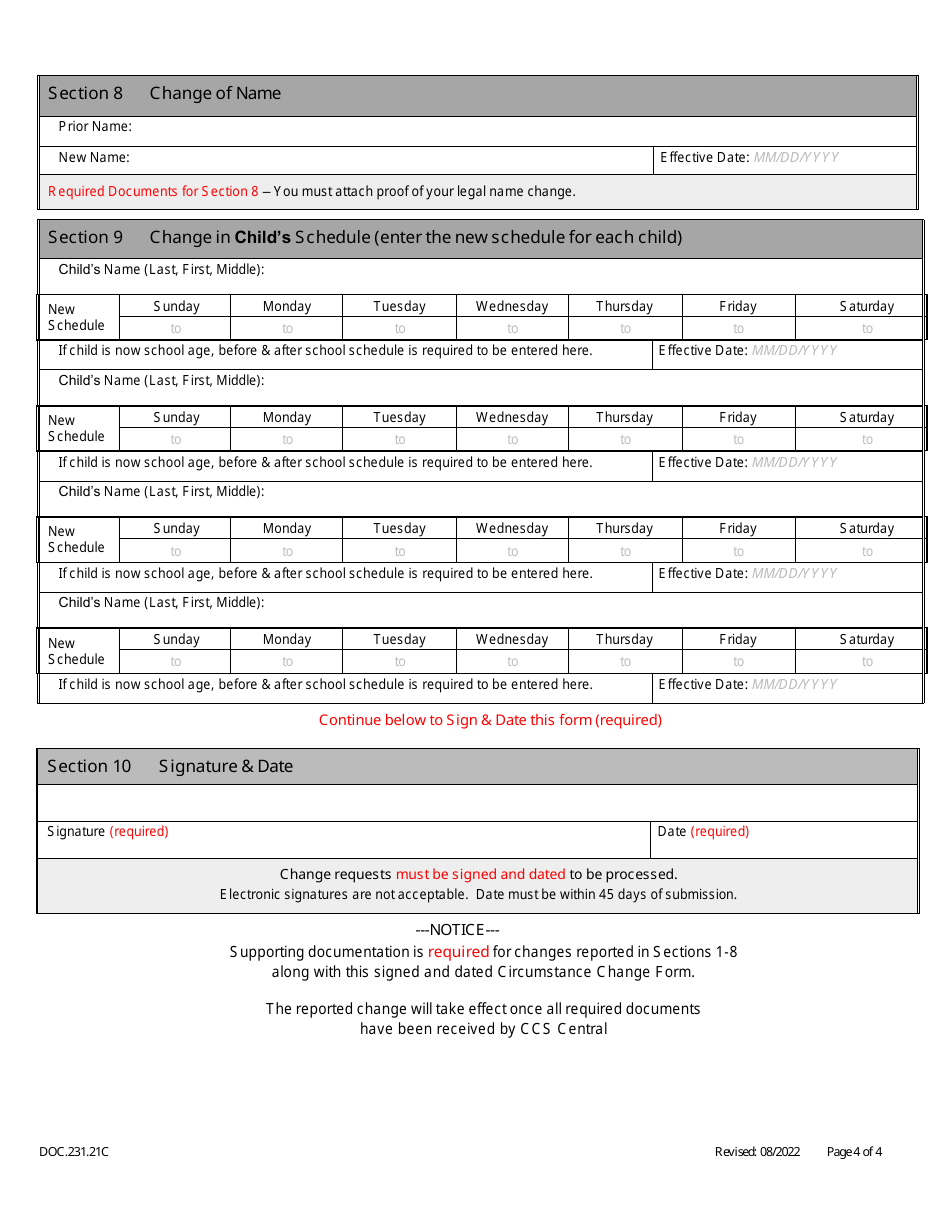 Form DOC.231.21C Circumstance Change Form - Child Care Scholarship Program - Maryland, Page 4