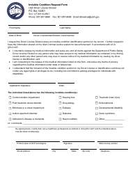 Invisible Condition Request Form - Utah