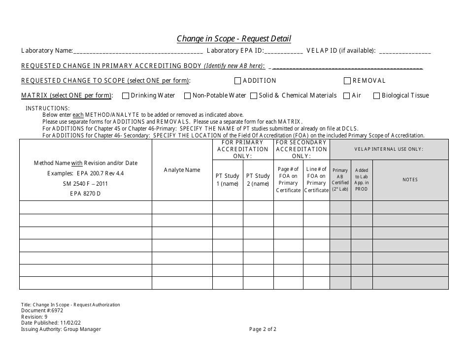 Form 6972 Change in Scope - Request Authorization - Virginia, Page 2
