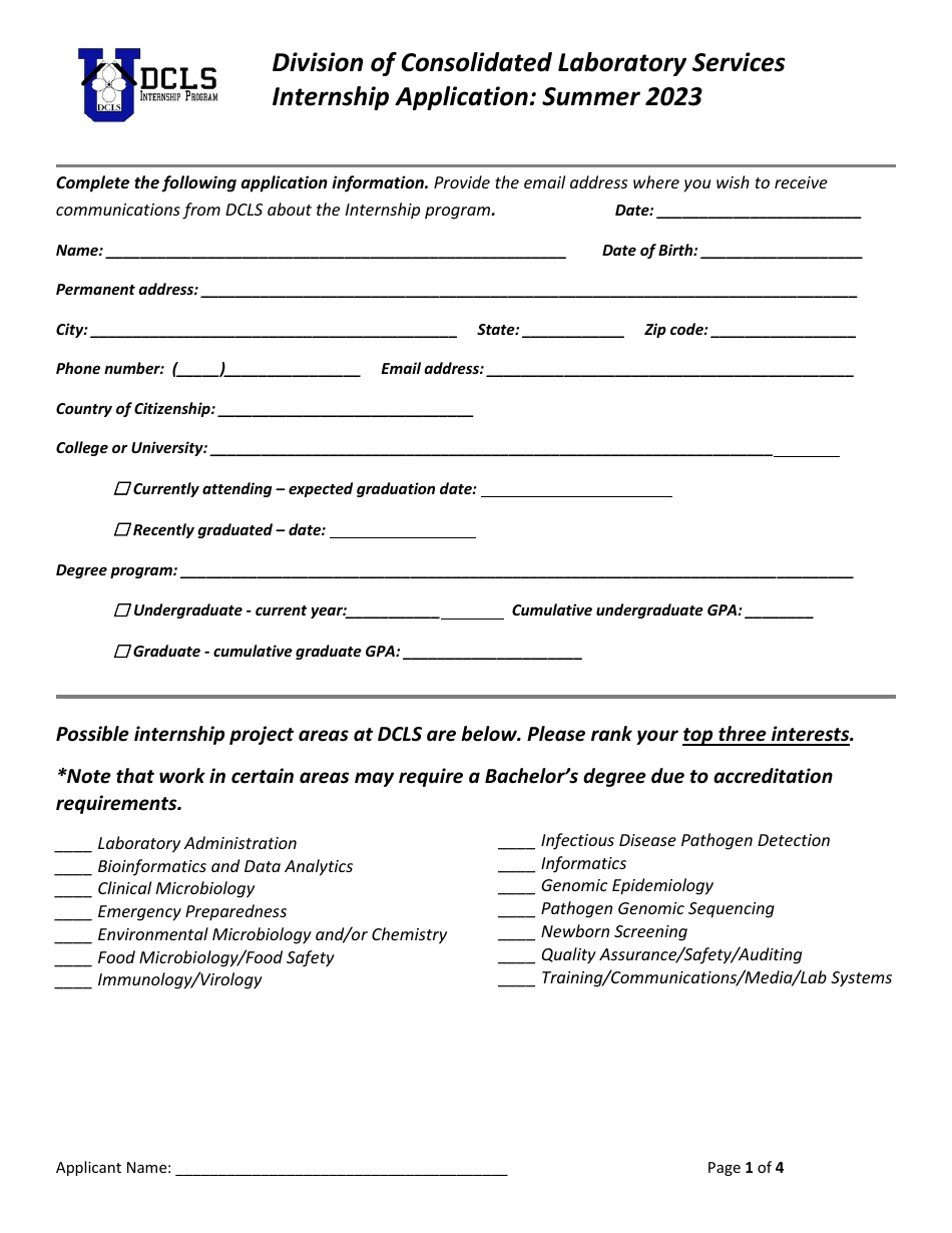 Internship Application - Virginia, Page 1