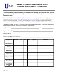 Internship Reference Form - Virginia