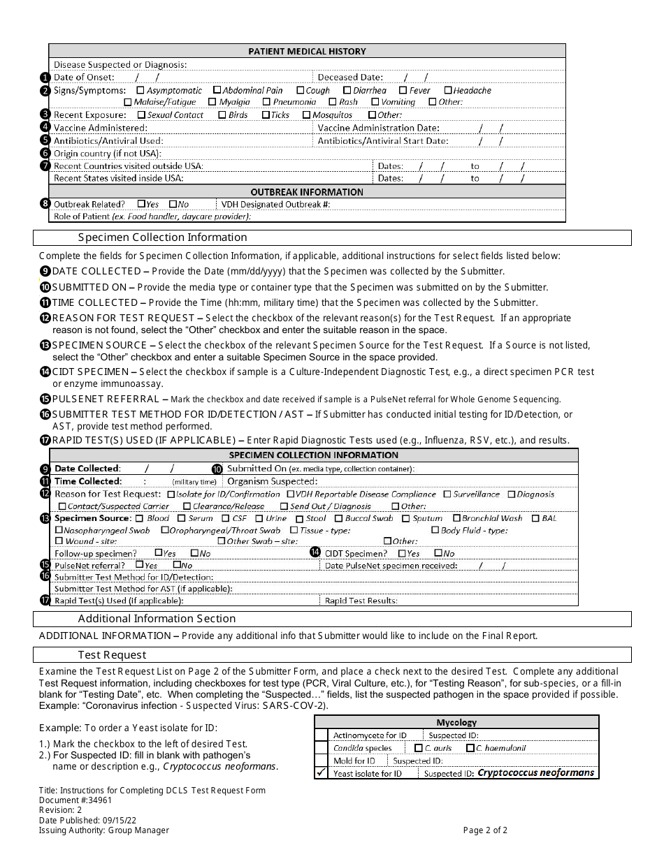 Instructions for Form 16857 Dcls Test Request Form - Virginia, Page 2