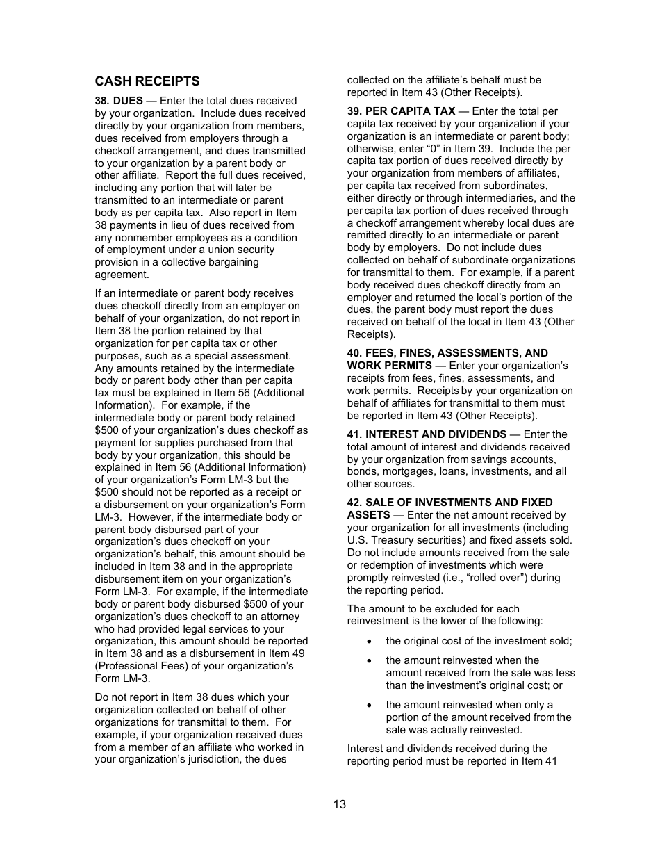Instructions for Form LM-3 Labor Organization Annual Report, Page 13