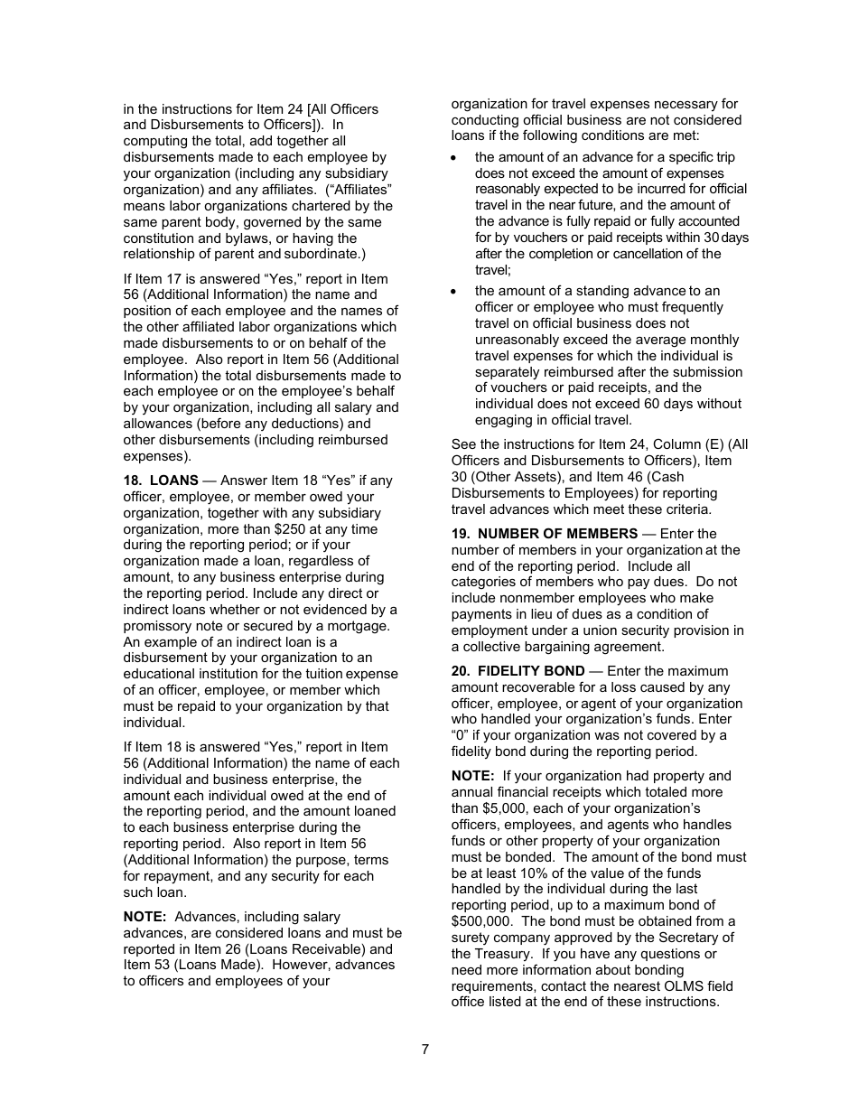 Instructions for Form LM-3 Labor Organization Annual Report, Page 7