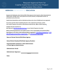 Request Approval Form for Capital Assets Non-construction Project Using Federal Allocations - Nebraska